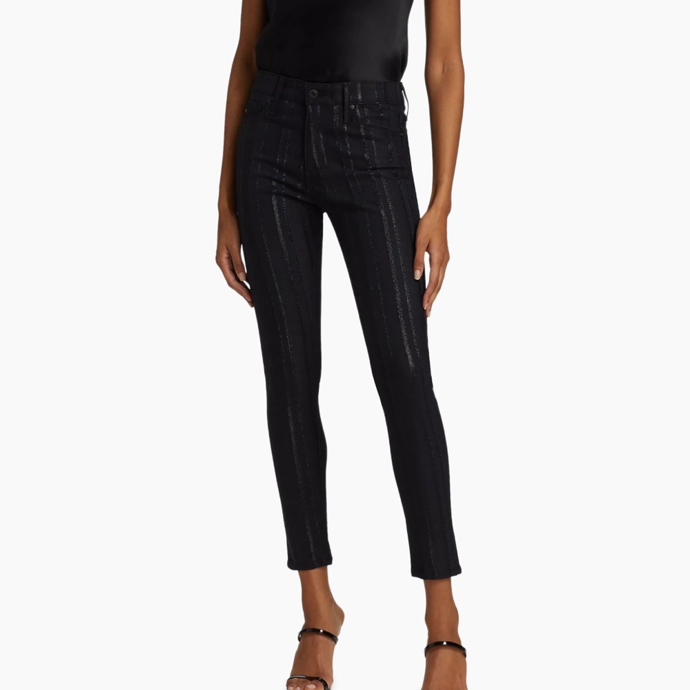 AG Farrah Skinny Ankle Metallic Stripe Jeans